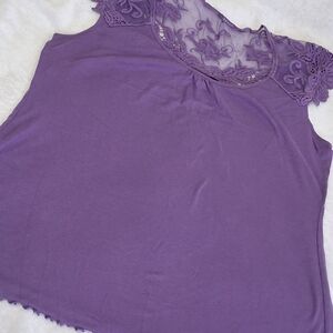 a.n.a Lavender Lace Detail Blouse